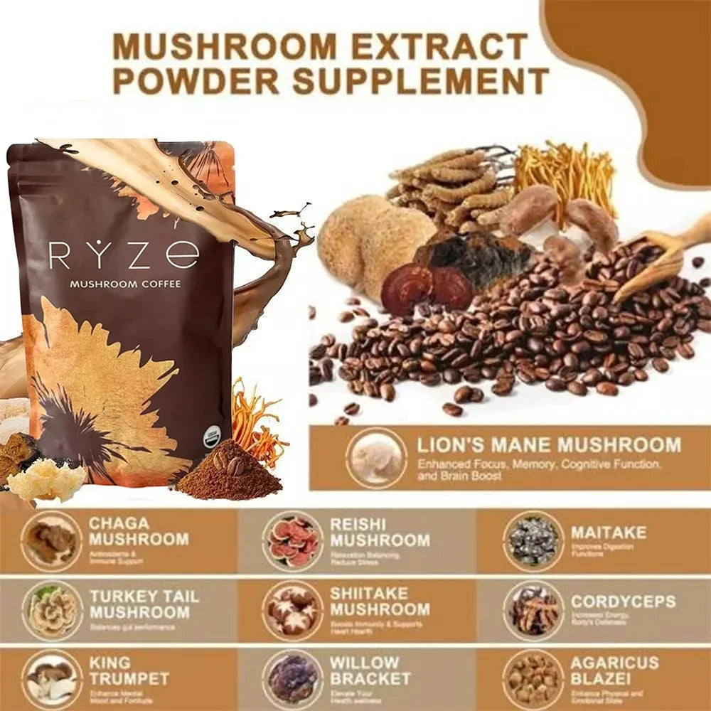 Organic Mushroom Coffee - Shiitake, Cordyceps, Supports Immune, Focus, Concentration, Stress, Digestion & Energy - 1 Pack