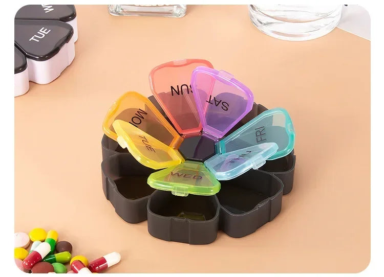 7 Days Round Portable Medicine Pill Box New Mini Small Travel Vitamin Cases Container Organizer Storage Tablet Fish Oils Tools