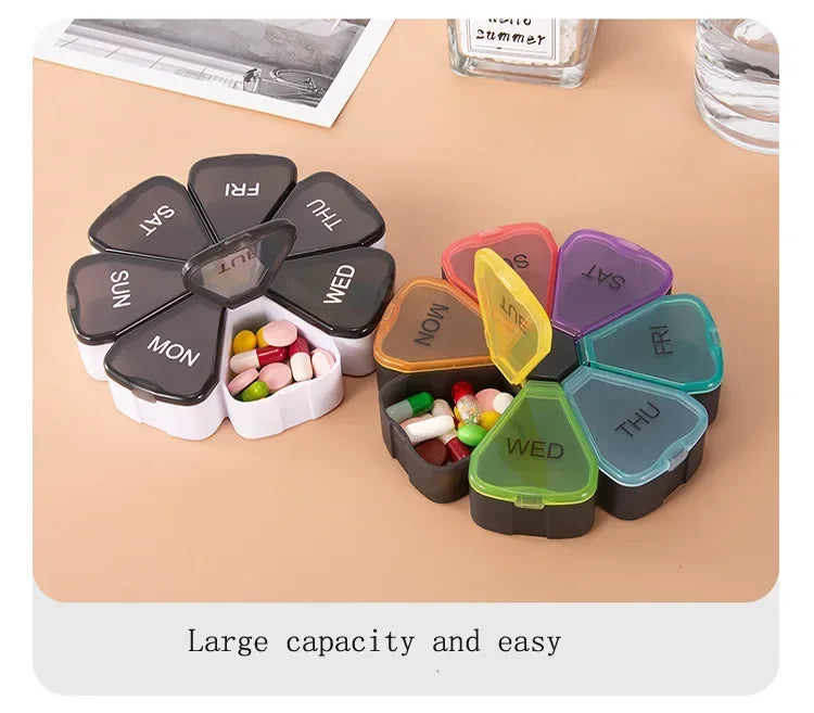 7 Days Round Portable Medicine Pill Box New Mini Small Travel Vitamin Cases Container Organizer Storage Tablet Fish Oils Tools