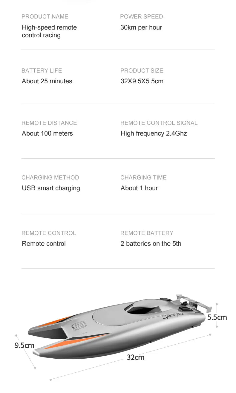 2.4G RC High Speed Racing Boat Waterproof Double Motor Remote Control Professional Speedboat 805 Gifts Toys for boys