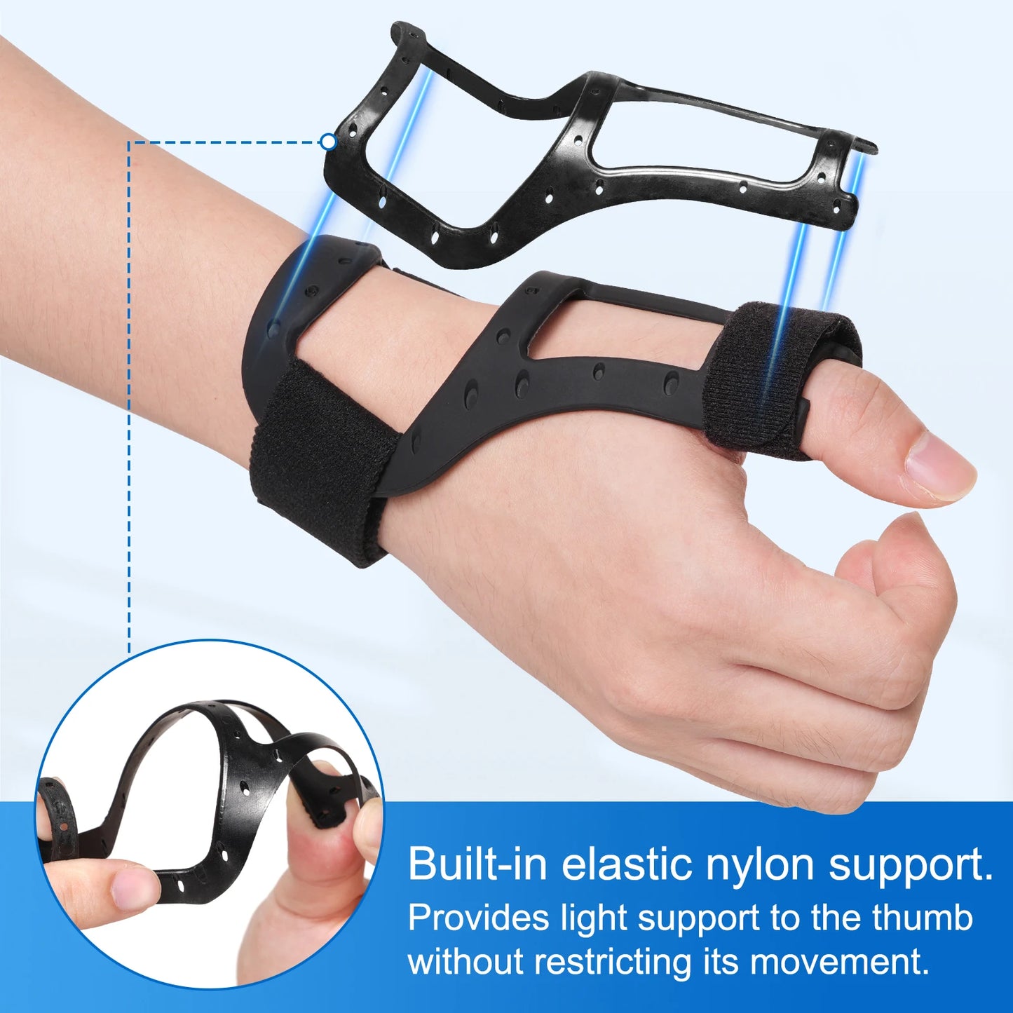 VELPEAU Waterproof Thumb Brace for Arthritis Pain and Support, Semi-rigid Silicone Thumb Splint for De Quervains Tenosynovitis