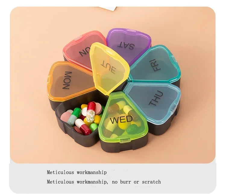 7 Days Round Portable Medicine Pill Box New Mini Small Travel Vitamin Cases Container Organizer Storage Tablet Fish Oils Tools