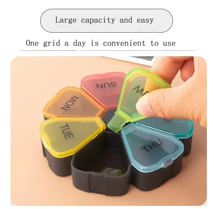 7 Days Round Portable Medicine Pill Box New Mini Small Travel Vitamin Cases Container Organizer Storage Tablet Fish Oils Tools