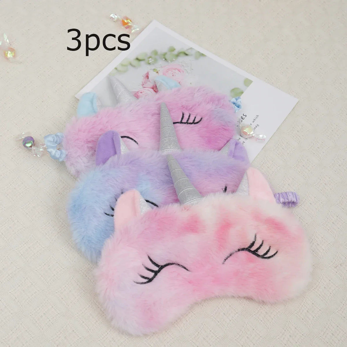 1/3/5pcs-Cartoon Unicorn Party Anime Sleeping Mask Kids Gift Cute Blindfolds Travel Sleep Eye Band Shade Rest Eyepatch