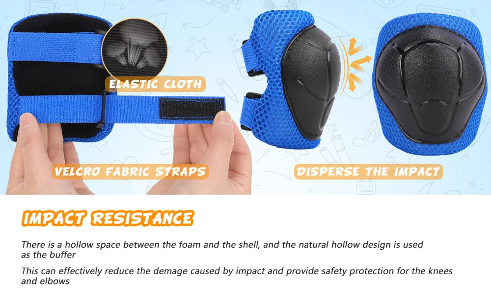 6pcs Protective Gears Set for Kids Children Knee Pad Elbow Pads Wrist Guards Child Safety Protector Kit for Cycling Bike Skating