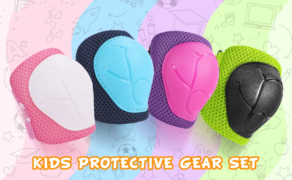 6pcs Protective Gears Set for Kids Children Knee Pad Elbow Pads Wrist Guards Child Safety Protector Kit for Cycling Bike Skating