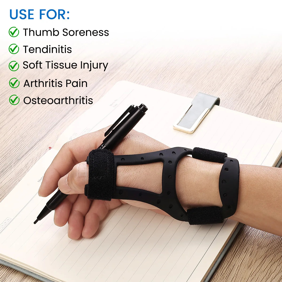 VELPEAU Waterproof Thumb Brace for Arthritis Pain and Support, Semi-rigid Silicone Thumb Splint for De Quervains Tenosynovitis