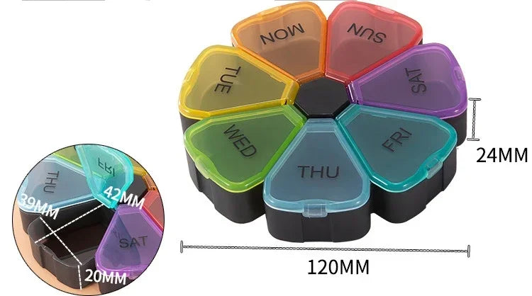 7 Days Round Portable Medicine Pill Box New Mini Small Travel Vitamin Cases Container Organizer Storage Tablet Fish Oils Tools