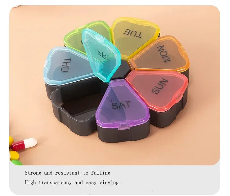7 Days Round Portable Medicine Pill Box New Mini Small Travel Vitamin Cases Container Organizer Storage Tablet Fish Oils Tools