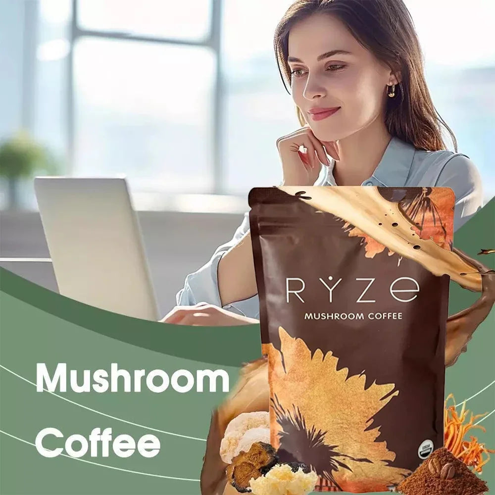 Organic Mushroom Coffee - Shiitake, Cordyceps, Supports Immune, Focus, Concentration, Stress, Digestion & Energy - 1 Pack