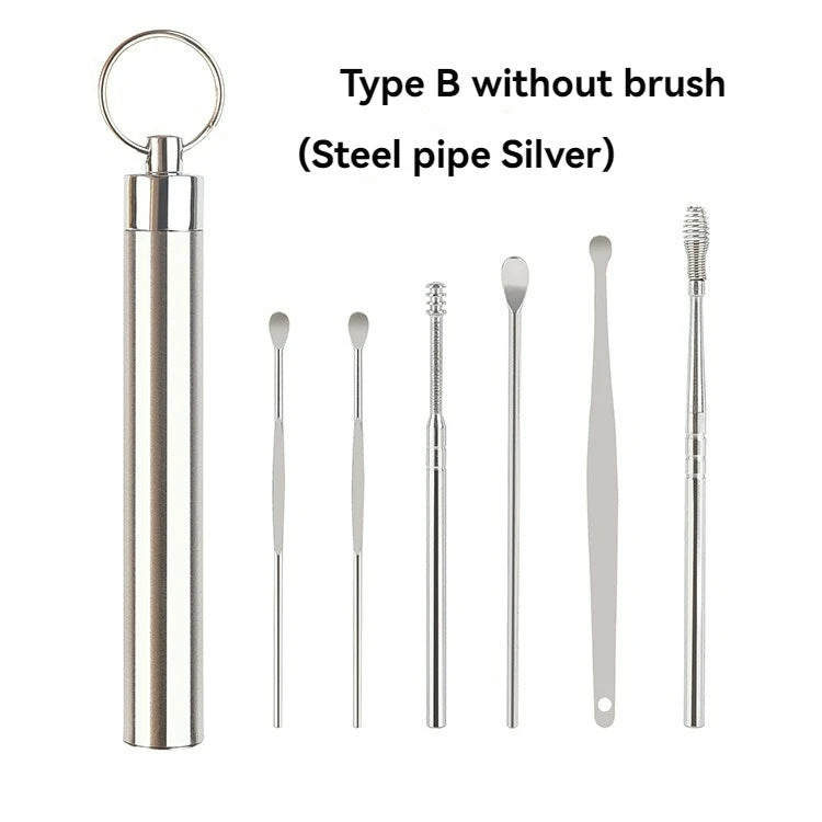 Ear Pick Six-piece Set Ear Cleaning Ear Picking Earpick Convenient Portable Portable Ear Pick Household Portable for Adults