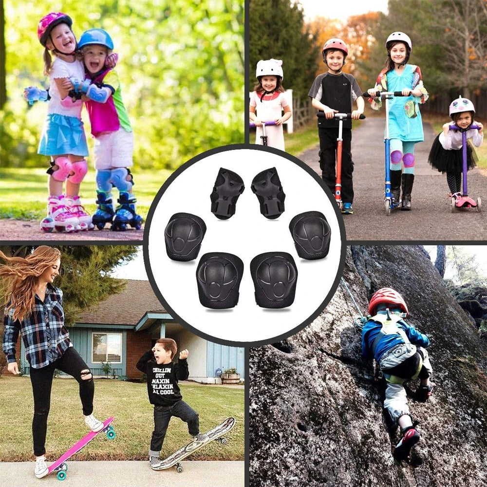 6pcs Protective Gears Set for Kids Children Knee Pad Elbow Pads Wrist Guards Child Safety Protector Kit for Cycling Bike Skating