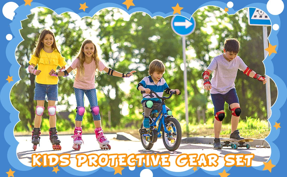 6pcs Protective Gears Set for Kids Children Knee Pad Elbow Pads Wrist Guards Child Safety Protector Kit for Cycling Bike Skating