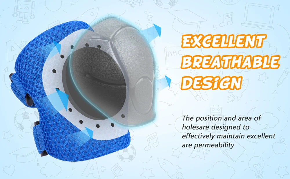 6pcs Protective Gears Set for Kids Children Knee Pad Elbow Pads Wrist Guards Child Safety Protector Kit for Cycling Bike Skating