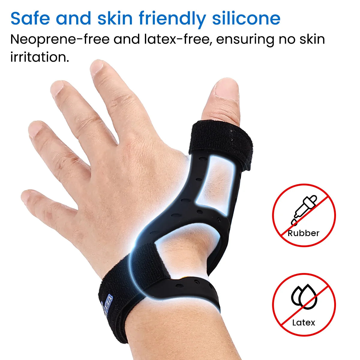 VELPEAU Waterproof Thumb Brace for Arthritis Pain and Support, Semi-rigid Silicone Thumb Splint for De Quervains Tenosynovitis