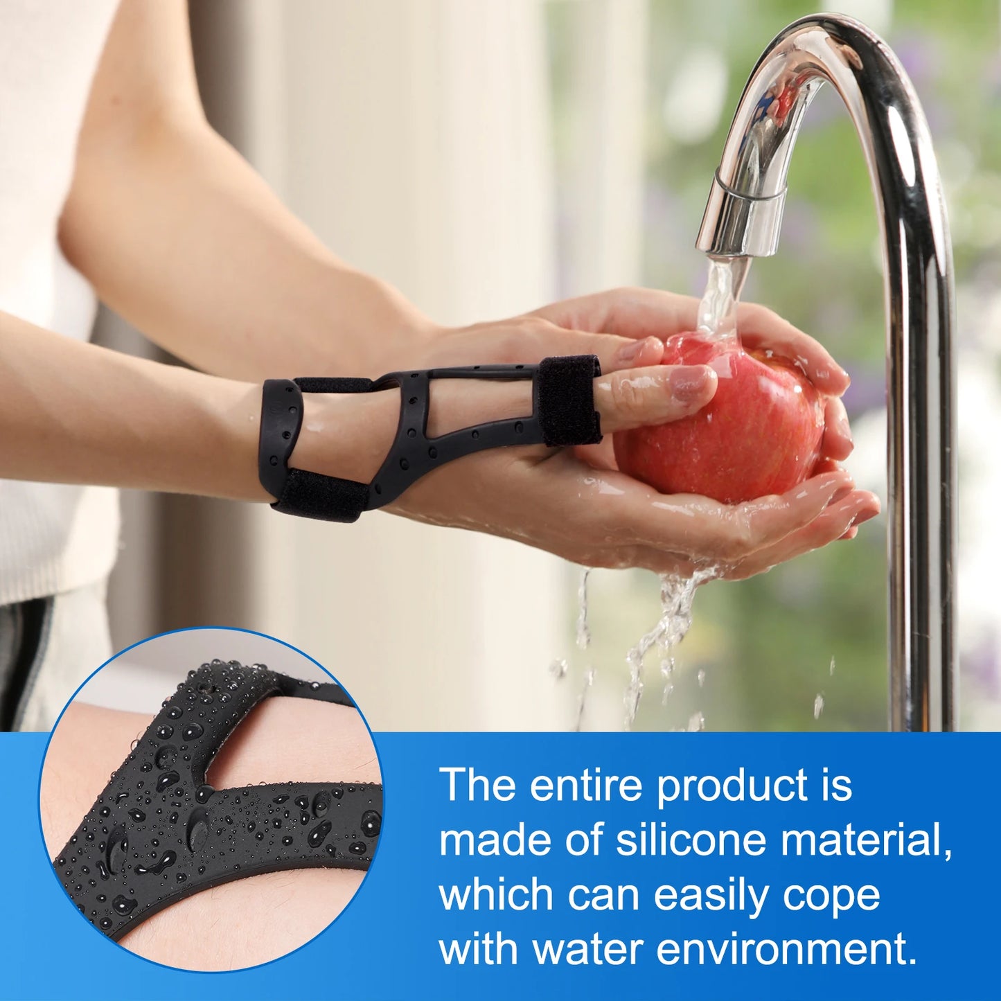 VELPEAU Waterproof Thumb Brace for Arthritis Pain and Support, Semi-rigid Silicone Thumb Splint for De Quervains Tenosynovitis