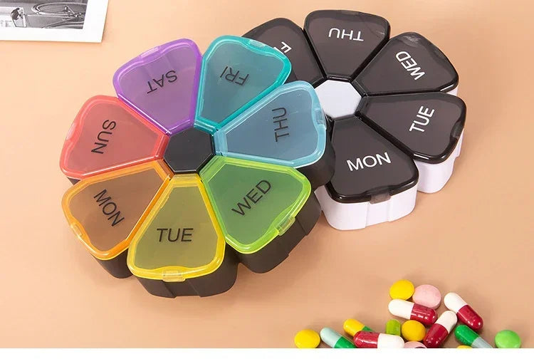 7 Days Round Portable Medicine Pill Box New Mini Small Travel Vitamin Cases Container Organizer Storage Tablet Fish Oils Tools