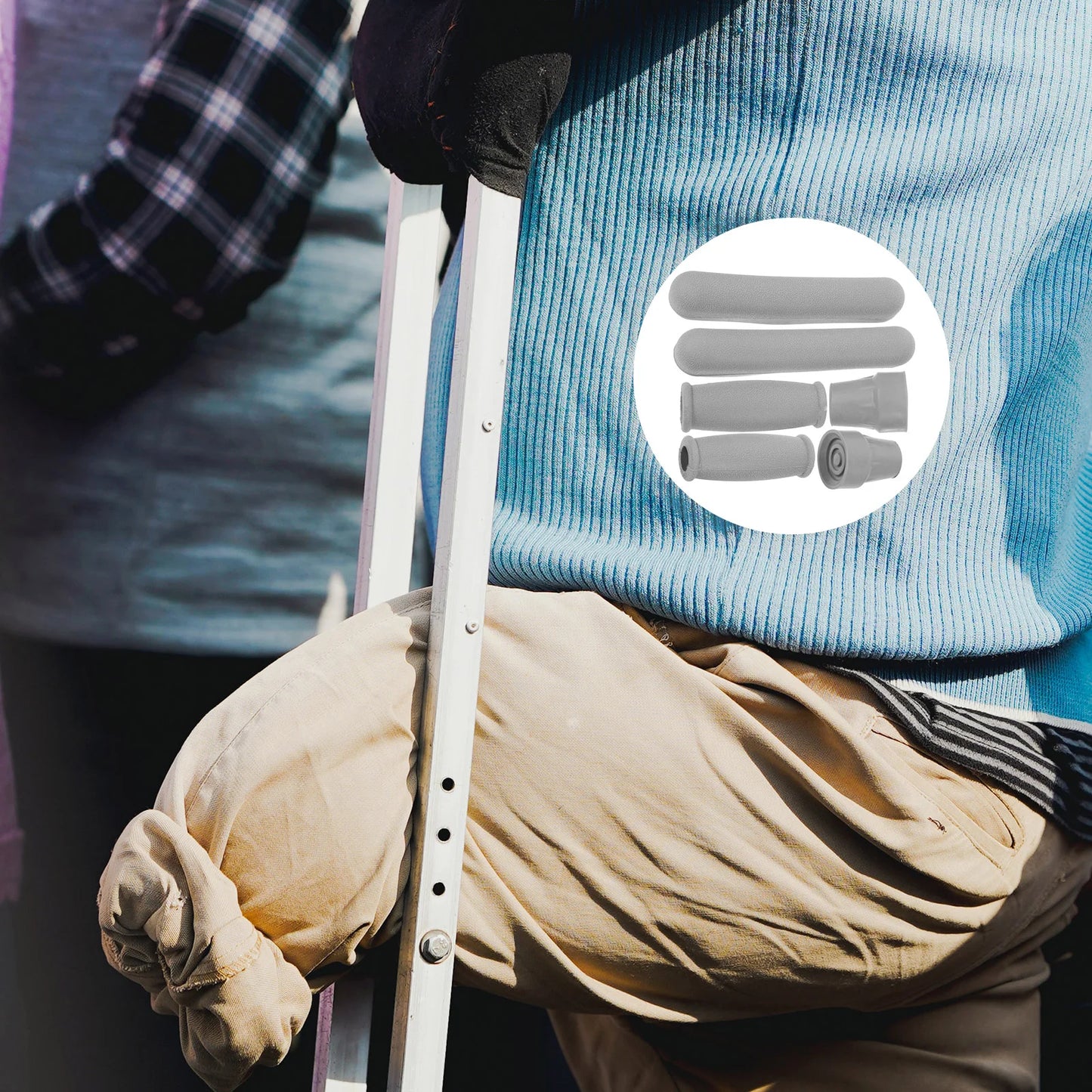 Replacement Crutch Kit Underarm Hand Grip Comfortable Feet Cap Walking Crutch Pad Anti Slip Crutch Handle Covers Protective Hand