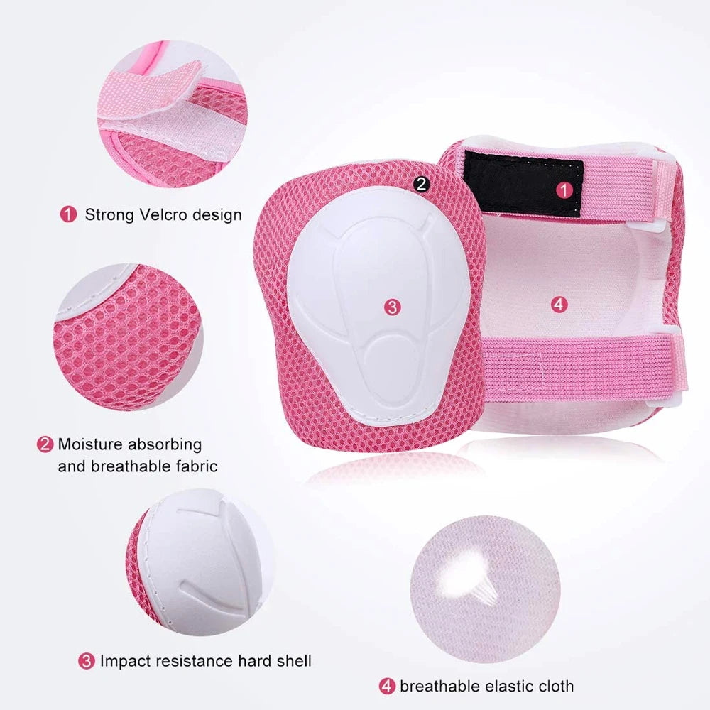6pcs Protective Gears Set for Kids Children Knee Pad Elbow Pads Wrist Guards Child Safety Protector Kit for Cycling Bike Skating