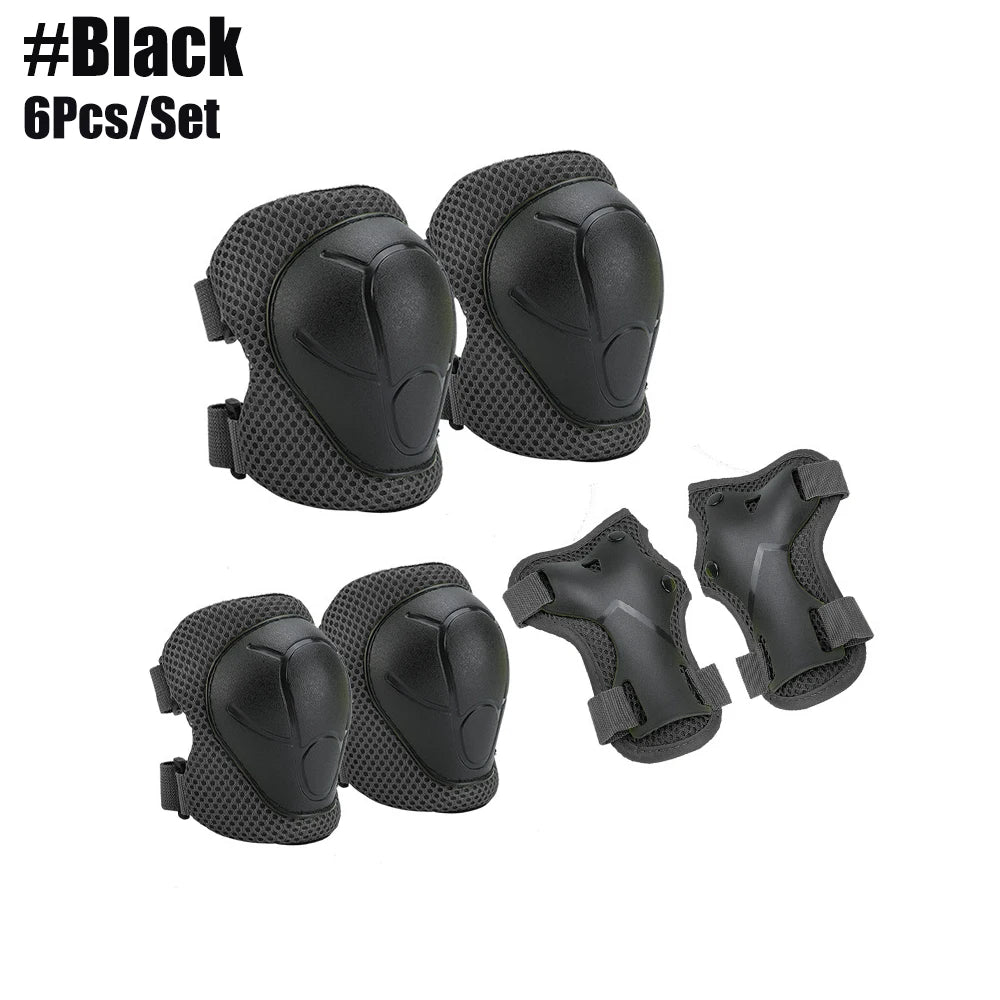 6pcs Protective Gears Set for Kids Children Knee Pad Elbow Pads Wrist Guards Child Safety Protector Kit for Cycling Bike Skating