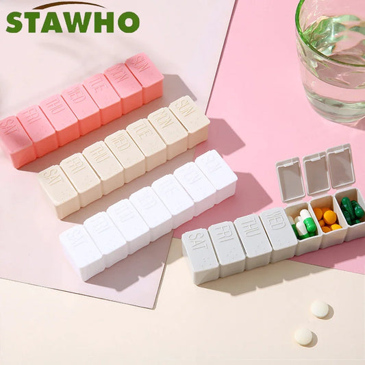 7 Days Pill Medicine Box Weekly Tablet Holder Storage Organizer Container Case Pill Box Splitters 3 Colors Pill Case Organizer