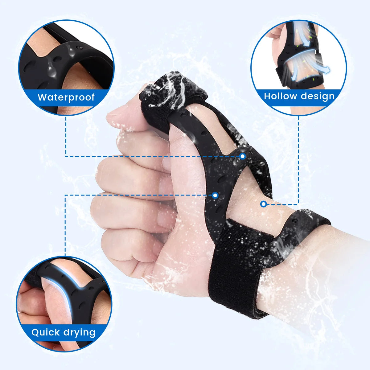 VELPEAU Waterproof Thumb Brace for Arthritis Pain and Support, Semi-rigid Silicone Thumb Splint for De Quervains Tenosynovitis